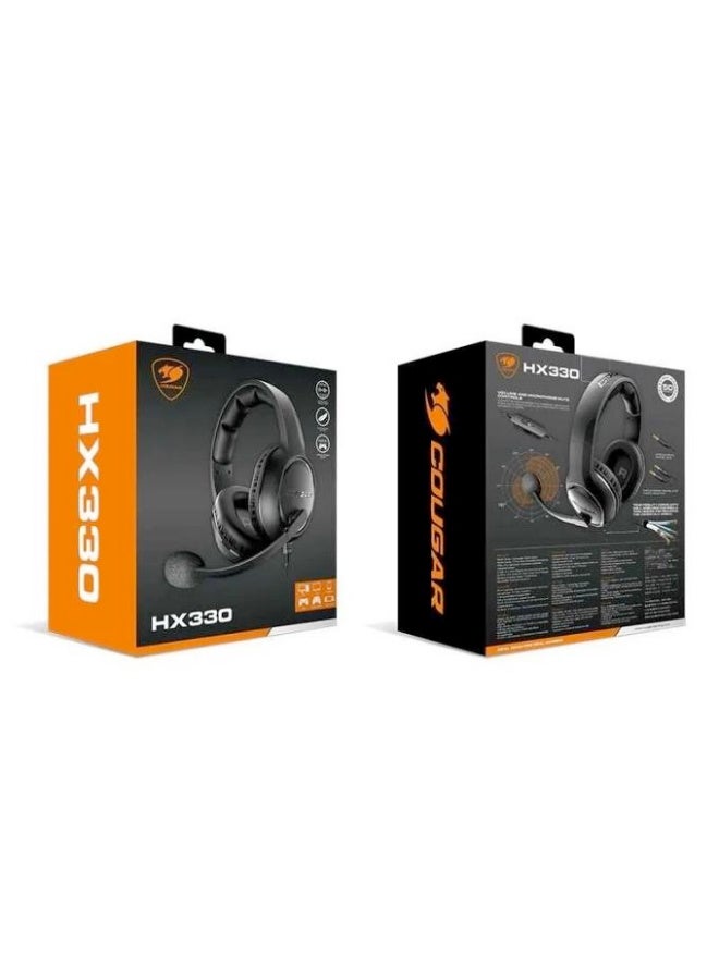 كوجار HX330 over-ear Gaming headset with 9.7mm Microphone – Black/Orange - Image 3