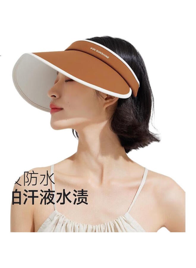 Vvc Sun Visor Hat For Women, Open Top Sun Protection Hat, Summer Uv Protection Sun Hat, Outdoor Beach Sports Cap, Coffee And Beige - Image 3