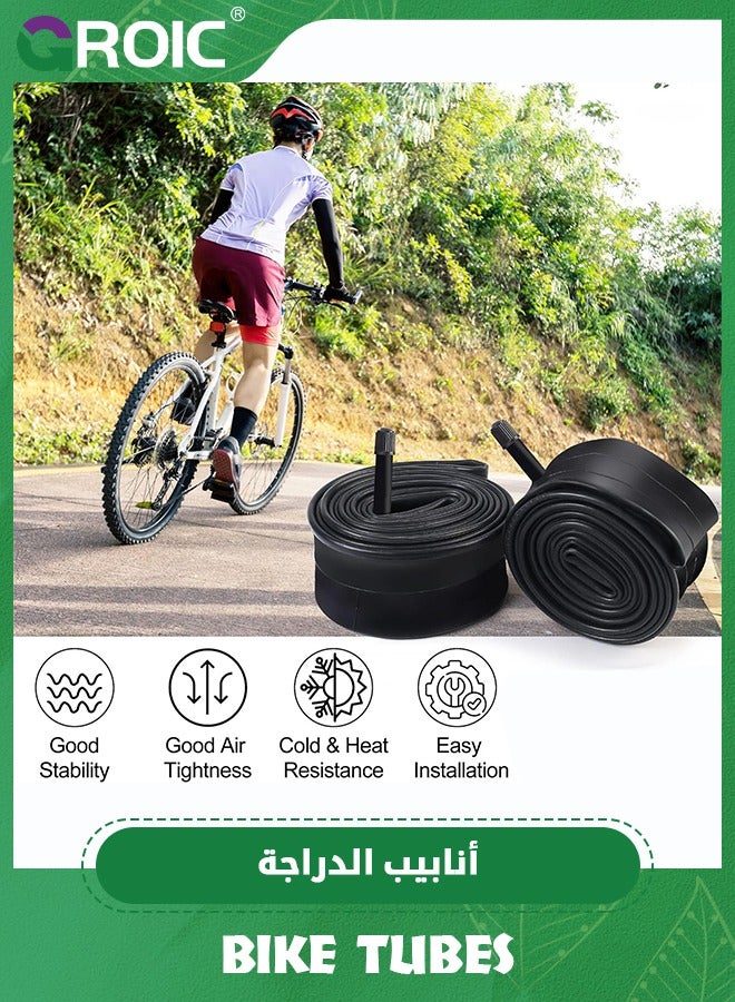 GROIC قطعتان من الأنابيب الداخلية لدراجة الطريق 26*1.95-2.125 مع جذع صمام شريدر 48 مم، استبدال الأنبوب الداخلي للدراجة بوتيل 26 بوصة لدراجات الطريق، FV48mm جذع صمام شريدر، استبدال الأنبوب الداخلي للدراجة - Image 2