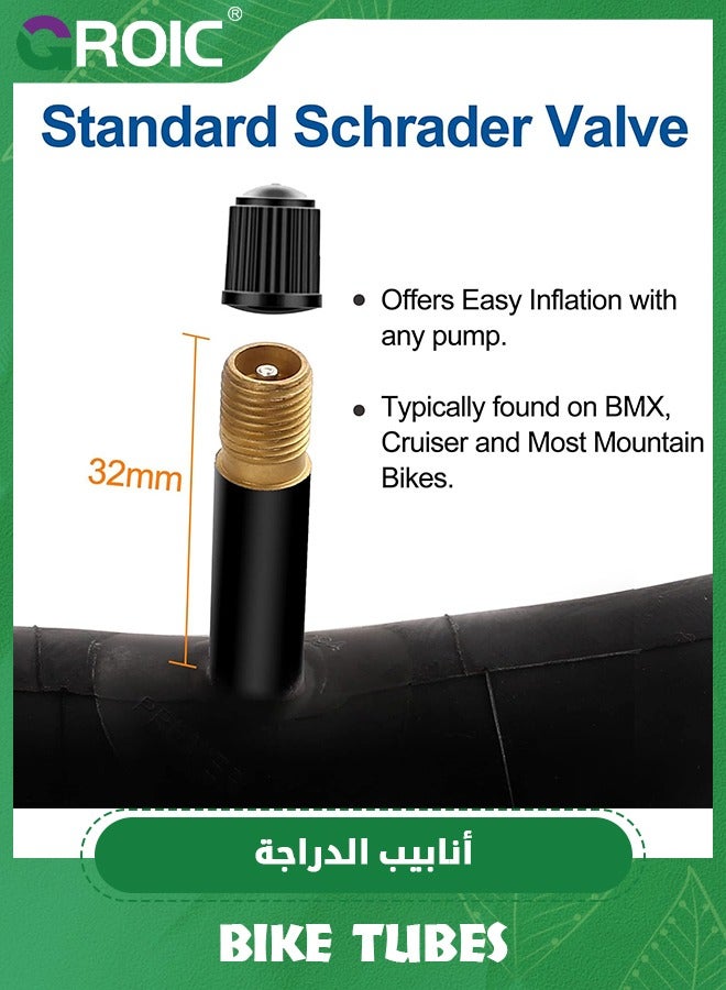 GROIC قطعتان من الأنابيب الداخلية لدراجة الطريق 26*1.95-2.125 مع جذع صمام شريدر 48 مم، استبدال الأنبوب الداخلي للدراجة بوتيل 26 بوصة لدراجات الطريق، FV48mm جذع صمام شريدر، استبدال الأنبوب الداخلي للدراجة - Image 3