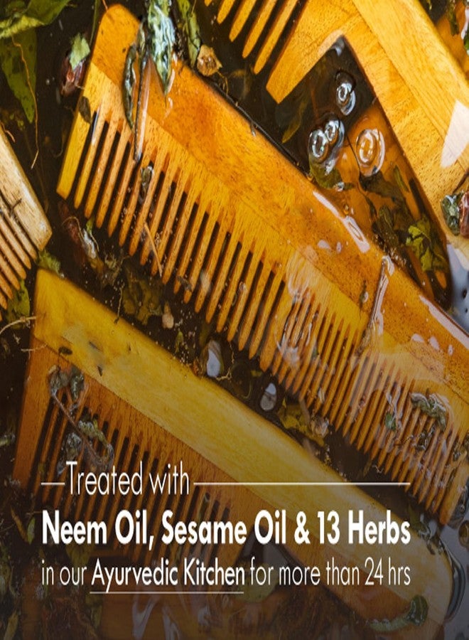 FLYSPACE Kacchi Neem Wooden Comb, Oil Treated, Stimulates Scalp, Controls Hairfall & Dandruff, Enables Hair Growth, 1 Unit (Half Comb) - Image 3