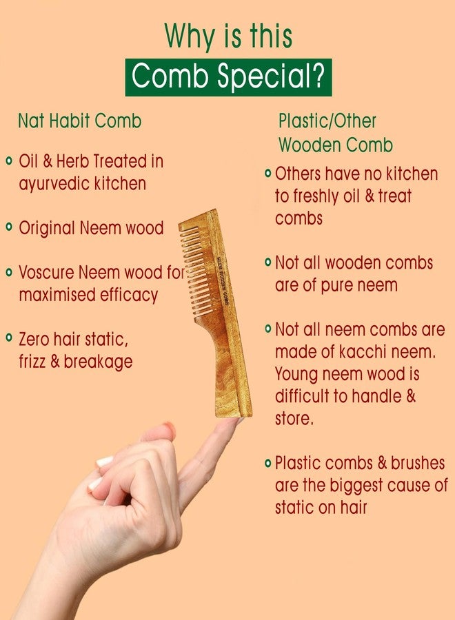 FLYSPACE Kacchi Neem Wooden Comb, Oil Treated, Stimulates Scalp, Controls Hairfall & Dandruff, Enables Hair Growth, 1 Unit (Half Comb) - Image 5