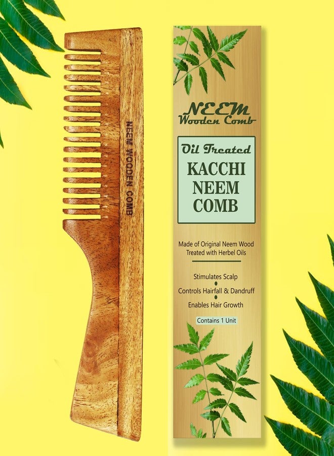 FLYSPACE Kacchi Neem Wooden Comb, Oil Treated, Stimulates Scalp, Controls Hairfall & Dandruff, Enables Hair Growth, 1 Unit (Half Comb) - Image 2