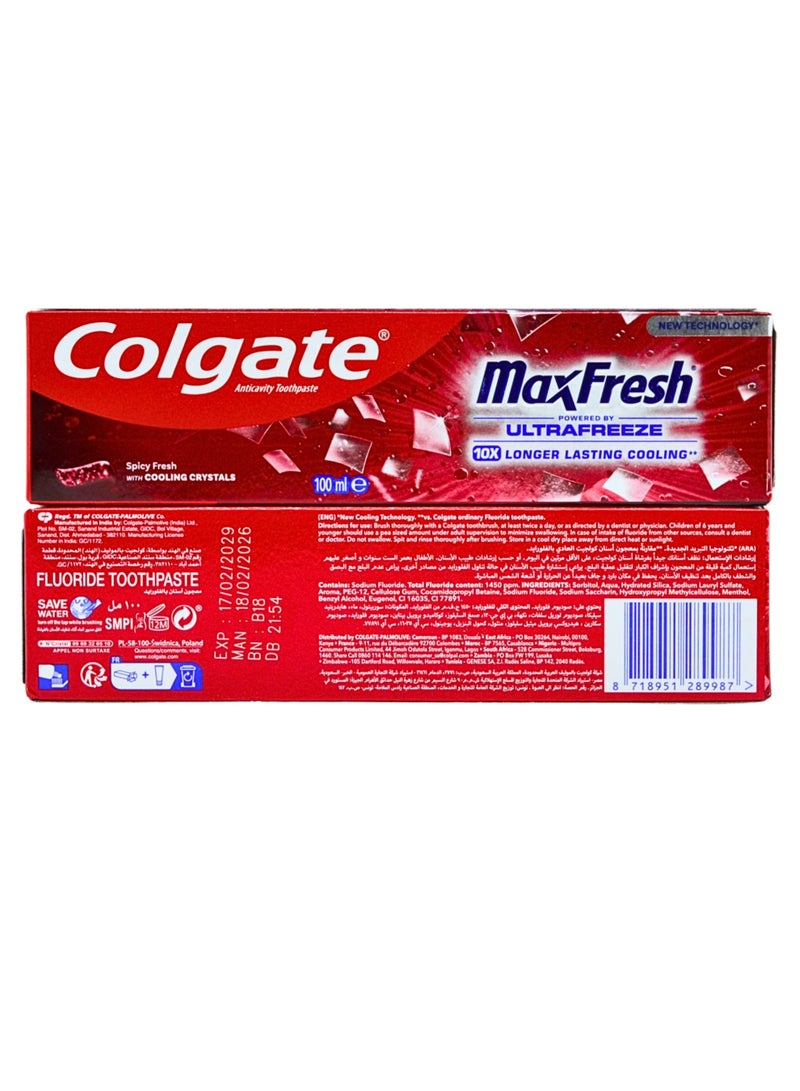 Colgate MaxFresh Toothpaste Spicy Fresh 100ml X Pack of 2Pcs - Image 2