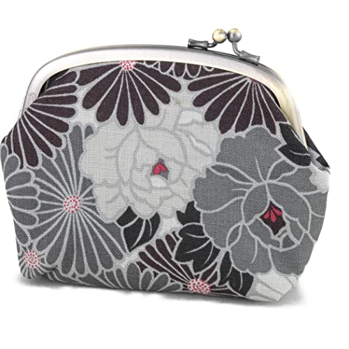 noren Vintage Floral Kiss Lock Coin Change Wallet Purses Retro Flower Black Tiny Slim Small Makeup Cosmetic BagMade in Japan Pouch for Women - Image 1