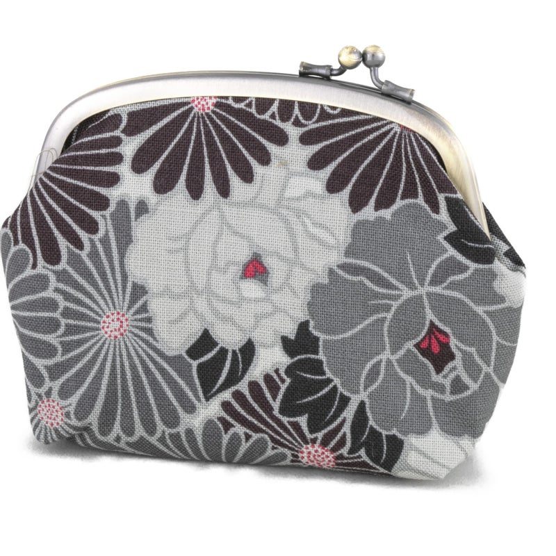 noren Vintage Floral Kiss Lock Coin Change Wallet Purses Retro Flower Black Tiny Slim Small Makeup Cosmetic BagMade in Japan Pouch for Women - Image 2