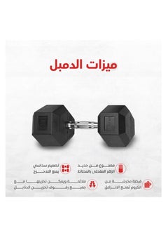 CHAMP KIT CHAMPKIT Rubber Hex Dumbbells set of pairs , for Exercises, Strength training equipment and Home gym accessories, 15KG  - Image 2