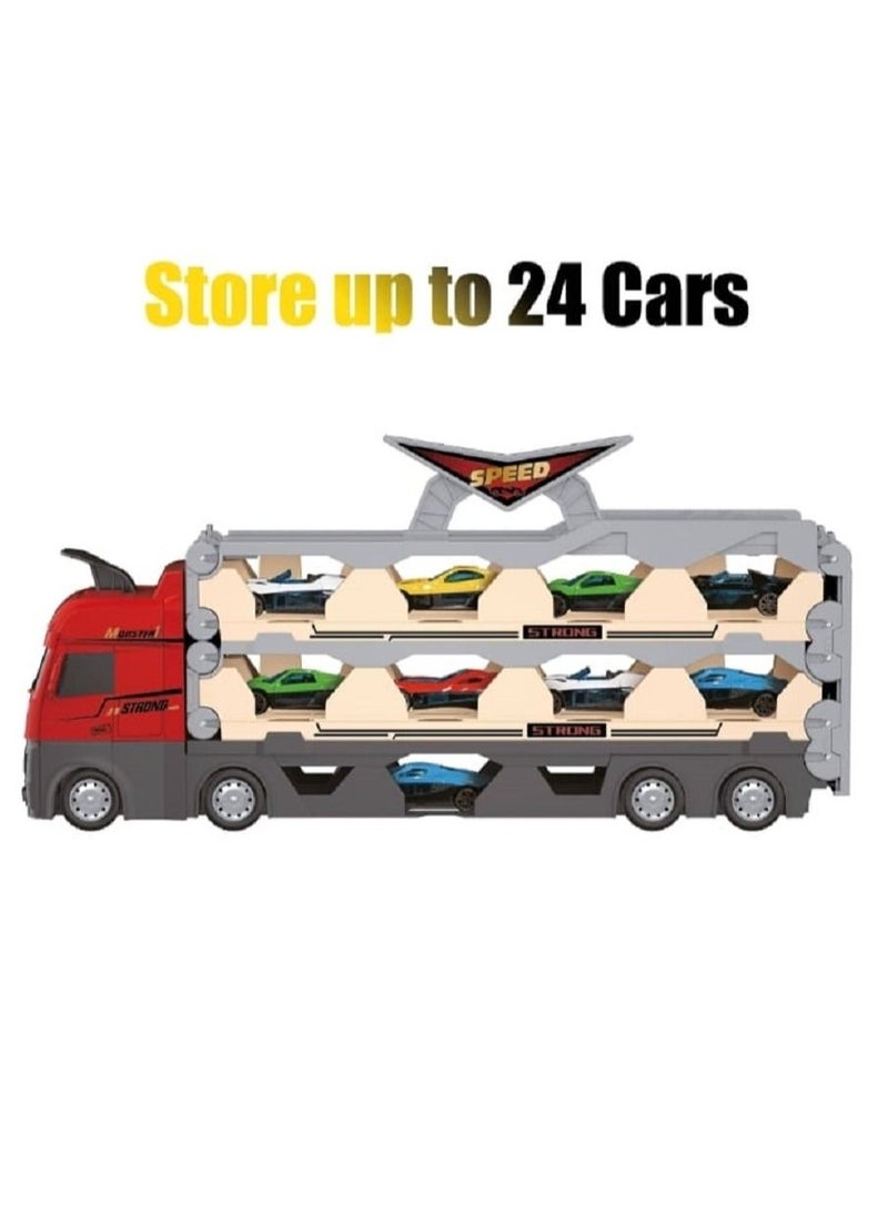 ماركة غير محددة - لعبة شاحنة, لعبة تخزين السيارات ل 24 لعبة سيارات  مع 6 ألعاب سيارات - Image 1