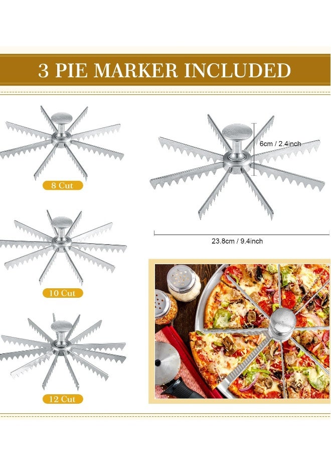 3 قطع مؤشر فطيرة وكعكة - دليل تقسيم وتقطيع الكعك من سبائك الألومنيوم 8، 10، 12 قطع - أداة تقطيع شرائح الفطيرة الفضية - أدوات الخبز - ملحقات المطبخ - لوازم الطهي - Image 4
