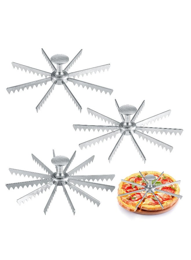 3 قطع مؤشر فطيرة وكعكة - دليل تقسيم وتقطيع الكعك من سبائك الألومنيوم 8، 10، 12 قطع - أداة تقطيع شرائح الفطيرة الفضية - أدوات الخبز - ملحقات المطبخ - لوازم الطهي - Image 1