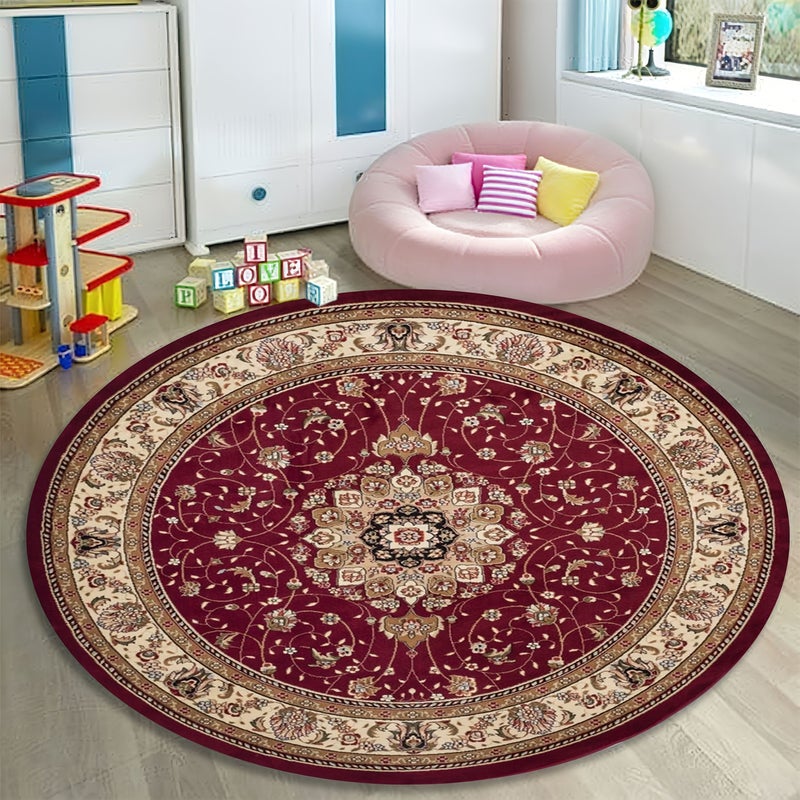 Traditional Persian Style Carpet 39.4 Inch Red Beige Flannel Print Living Room - Image 5