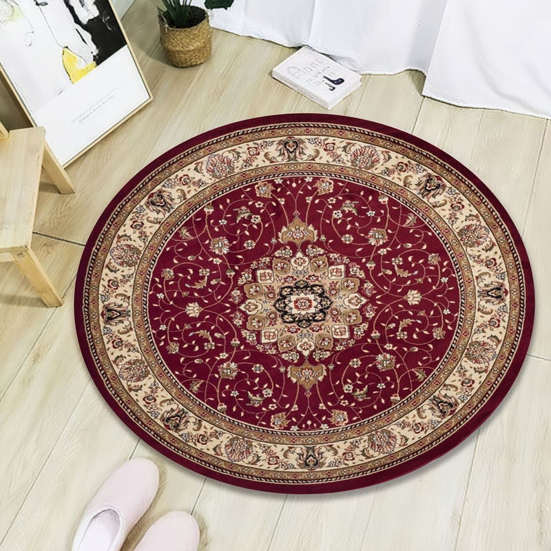 Traditional Persian Style Carpet 39.4 Inch Red Beige Flannel Print Living Room - Image 2