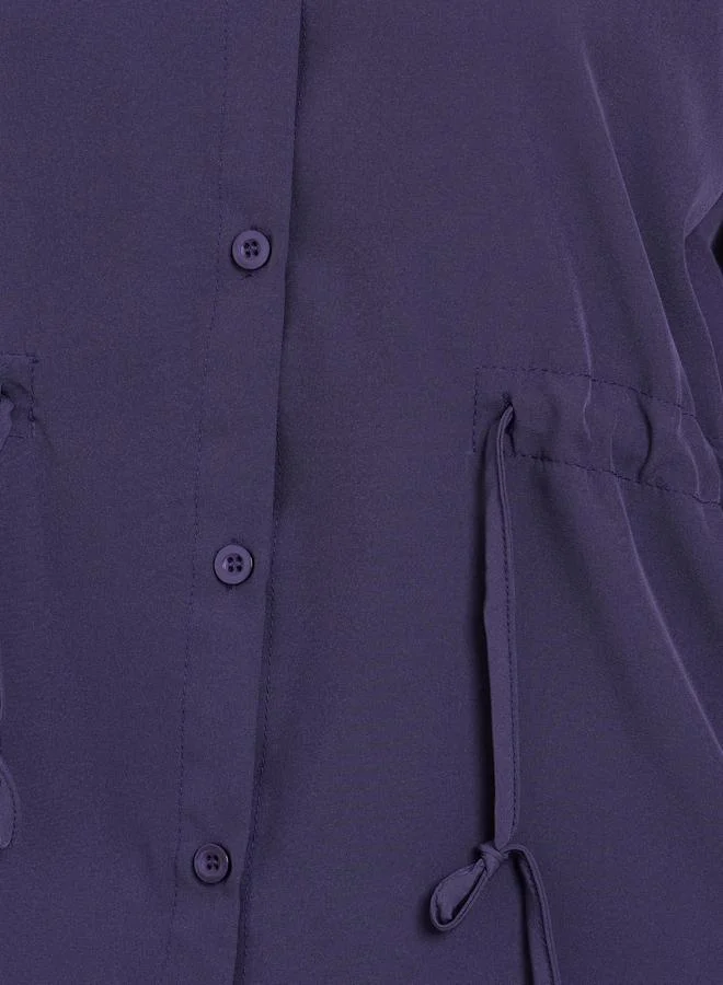 Styli  Women Solid Drawstring Shirt and Pants Co-ords for Women | Best Price UAE