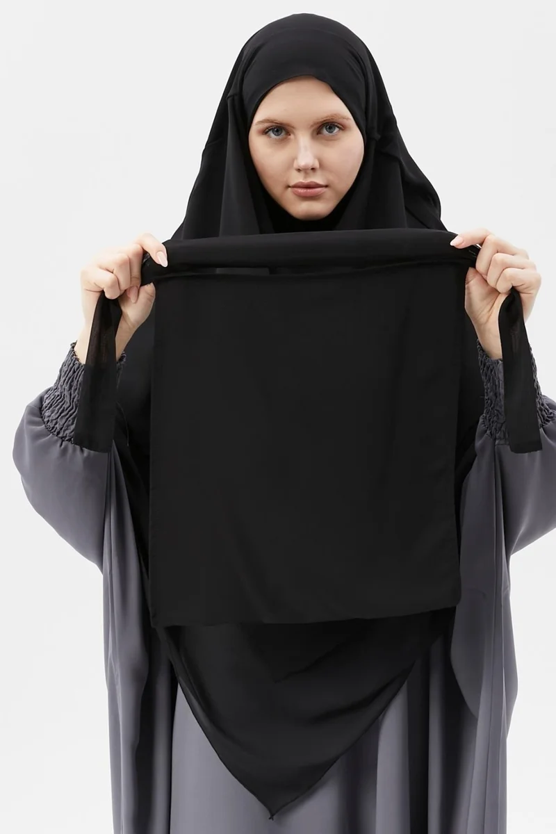 Altobeh Ready Practical Chiffon Three Layer Veiled Triangle Hajj Umrah Shawl Soufflé Hijab Nikap