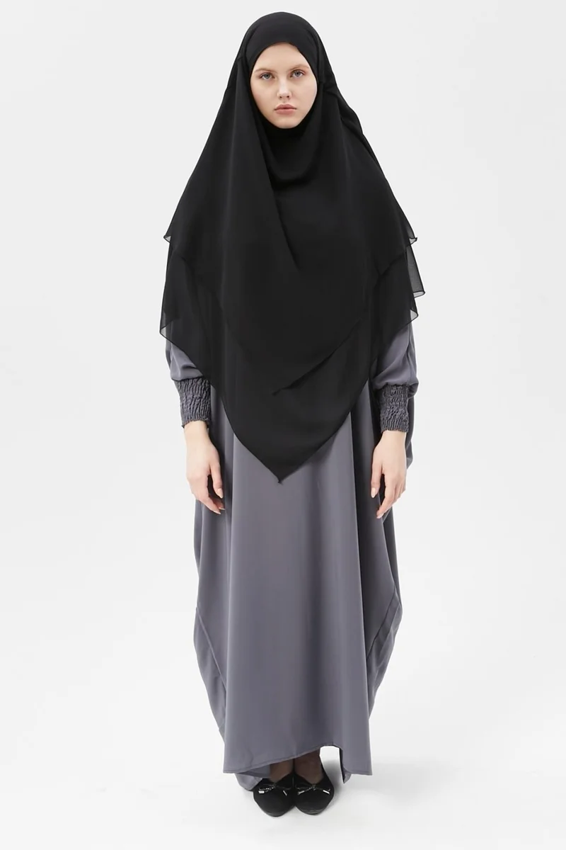 Altobeh Ready Practical Chiffon Three Layer Veiled Triangle Hajj Umrah Shawl Soufflé Hijab Nikap
