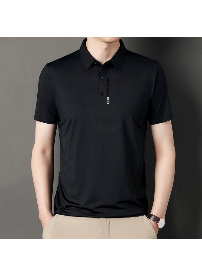 Casual Summer Straight Leg T-Shirt Short Sleeve Turn-down Collar Polo Shirt for Middle-aged Men Business Commuting - Image 1