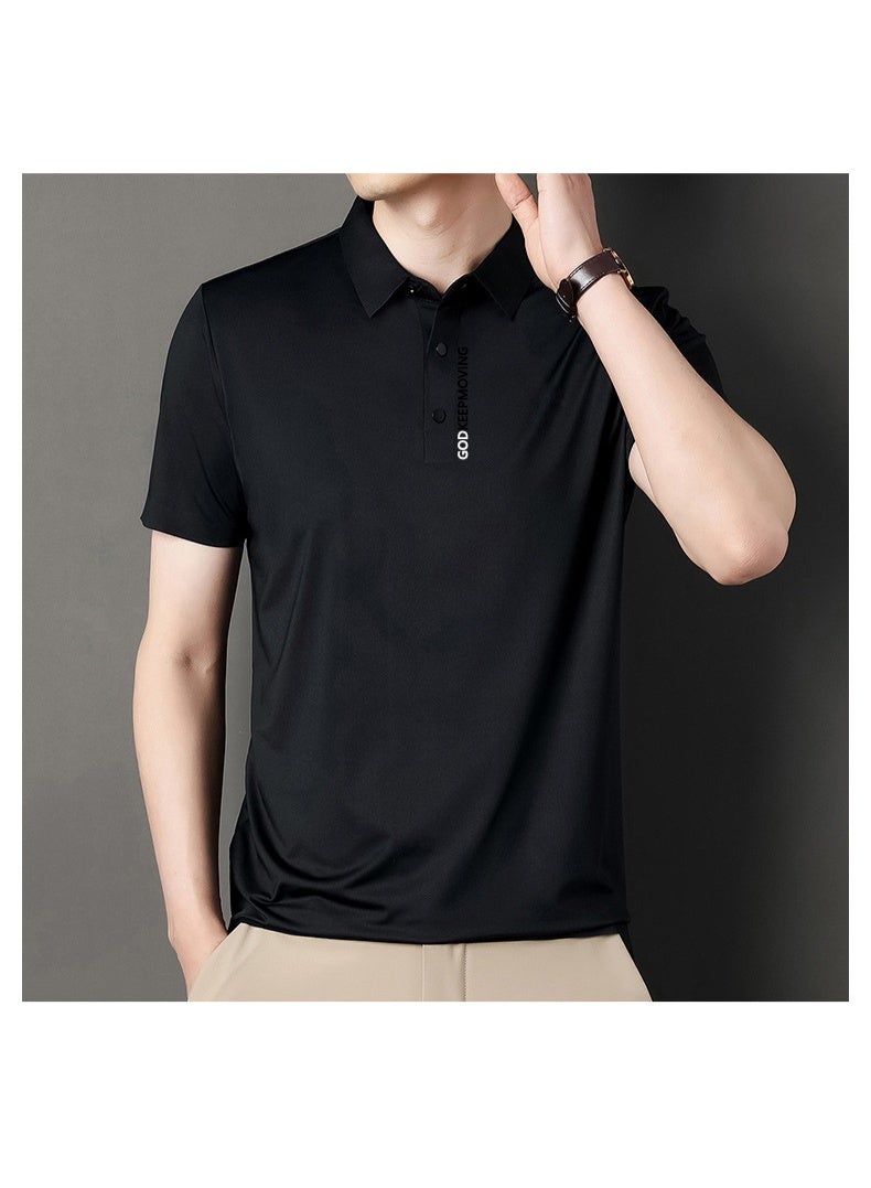 Casual Summer Straight Leg T-Shirt Short Sleeve Turn-down Collar Polo Shirt for Middle-aged Men Business Commuting - Image 2