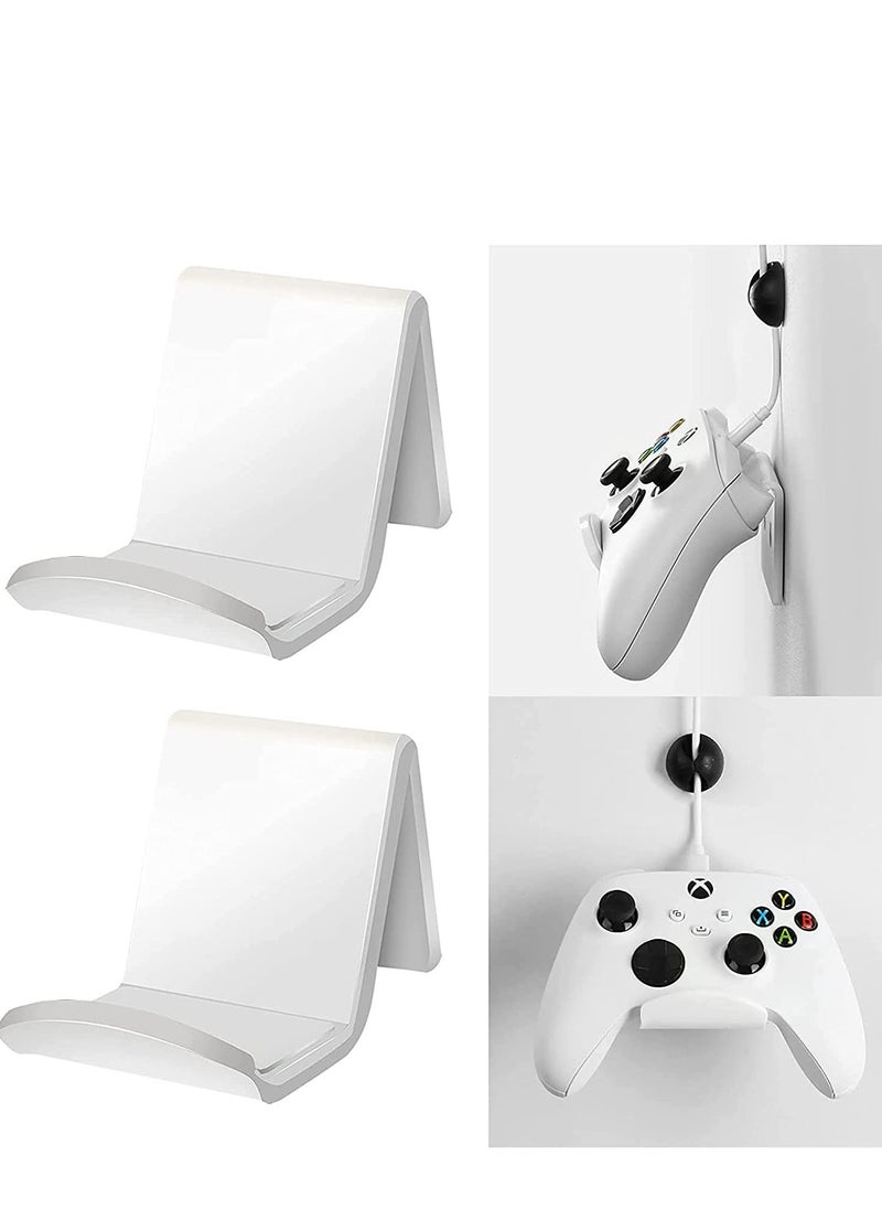 SYOSI - Controller Stand Gaming Accessories Universal Controller Holder 2 Pack for XBOX ONE PS4 PS5 SWITCH Controller Wall Mount with Cable Clips&Anti-Slip Pads (White) - Image 1