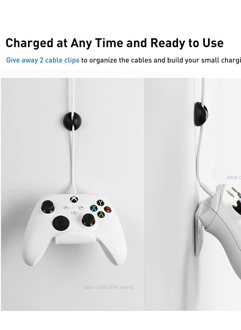 SYOSI - Controller Stand Gaming Accessories Universal Controller Holder 2 Pack for XBOX ONE PS4 PS5 SWITCH Controller Wall Mount with Cable Clips&Anti-Slip Pads (White) - Image 1