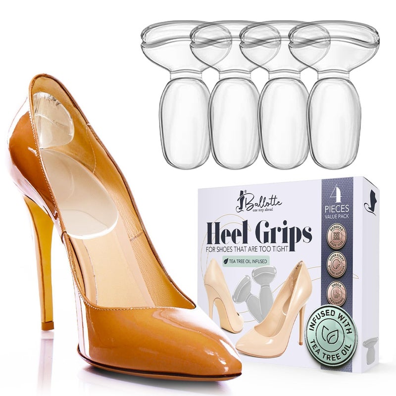Ballotte Premium Silicone Heel Pads for Shoes Soft Heel Grips or Inserts for Big Shoes Alleviates Slipping Discomfort Comfortable Cushioning for High Heels 4Pack Natural - Image 3
