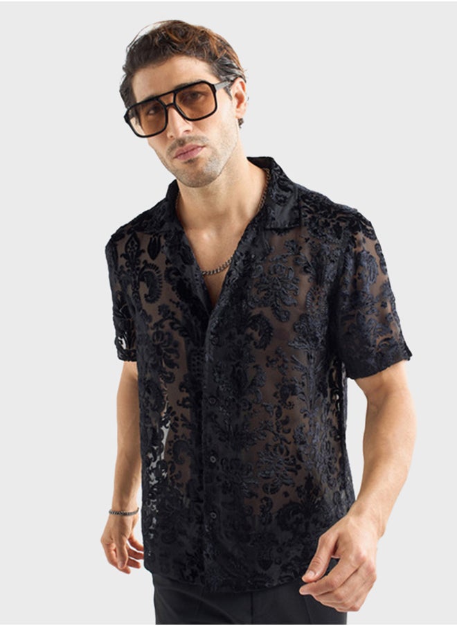 FAV Regular Fit Textured Shirt  - Image 1