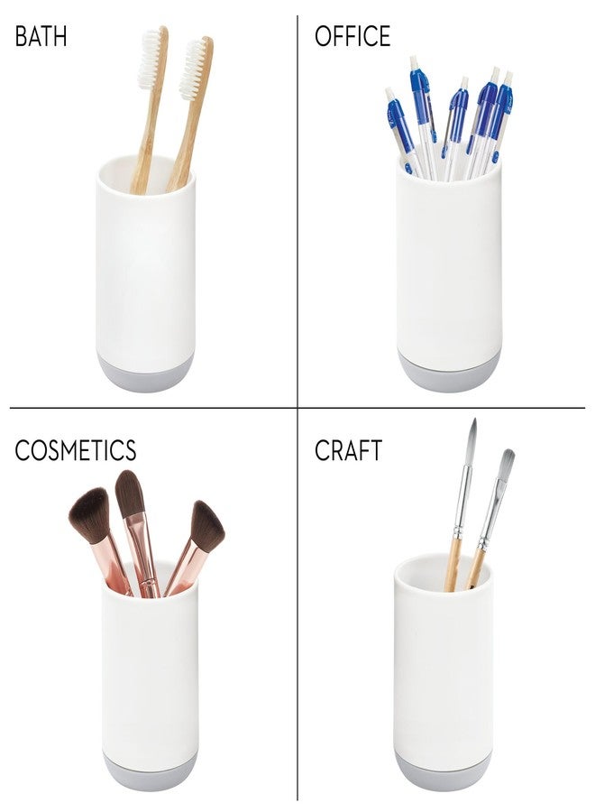 iDesign Toothbrush Holder with 3 Divided Sections for Bathroom or Vanity - Set of 2 - White/Gray - Image 4