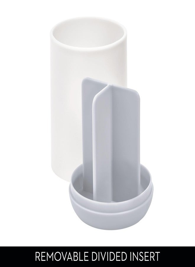 iDesign Toothbrush Holder with 3 Divided Sections for Bathroom or Vanity - Set of 2 - White/Gray - Image 5