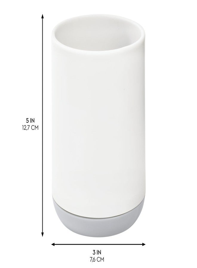 iDesign Toothbrush Holder with 3 Divided Sections for Bathroom or Vanity - Set of 2 - White/Gray - Image 3