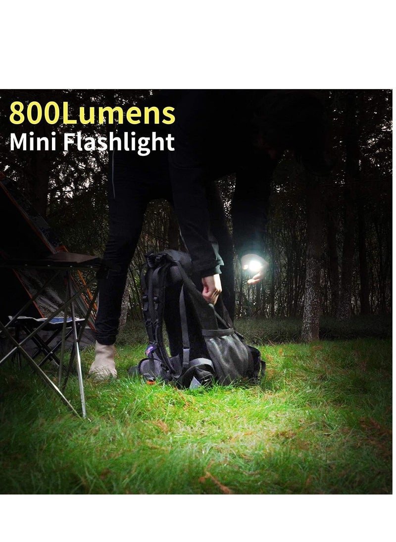 COB Small Flashlights, 800Lumens Bright Rechargeable Keychain Mini Flashlight 4 Light Modes Portable Pocket Light with Folding Bracket Bottle Opener and Magnet Base