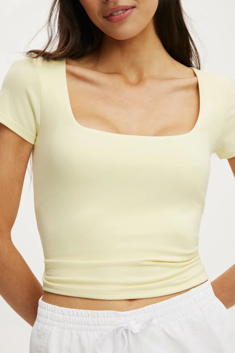 Cotton On  ULTRA SOFT SQUARE NECK FITTED T-SHIRT for Women | Best Price UAE