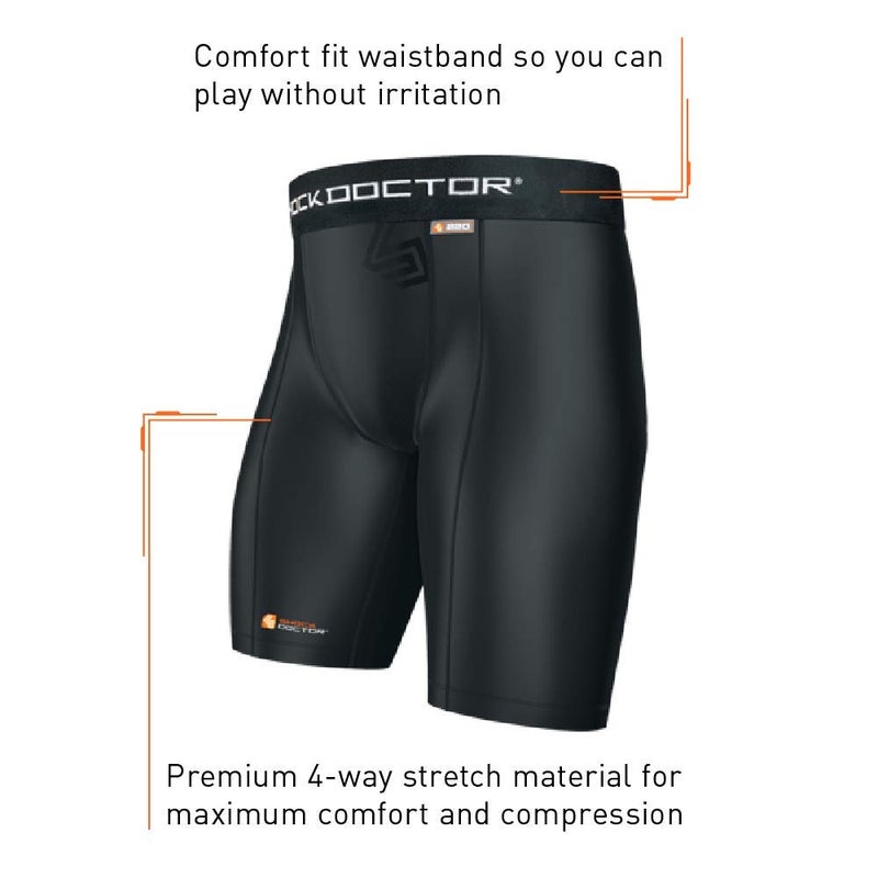 Shock Doctor Compression Shorts with Cup Pocket. Athletic Supporter Underwear with Pocket (Cup NOT Included) Youth & Adult White - Image 4