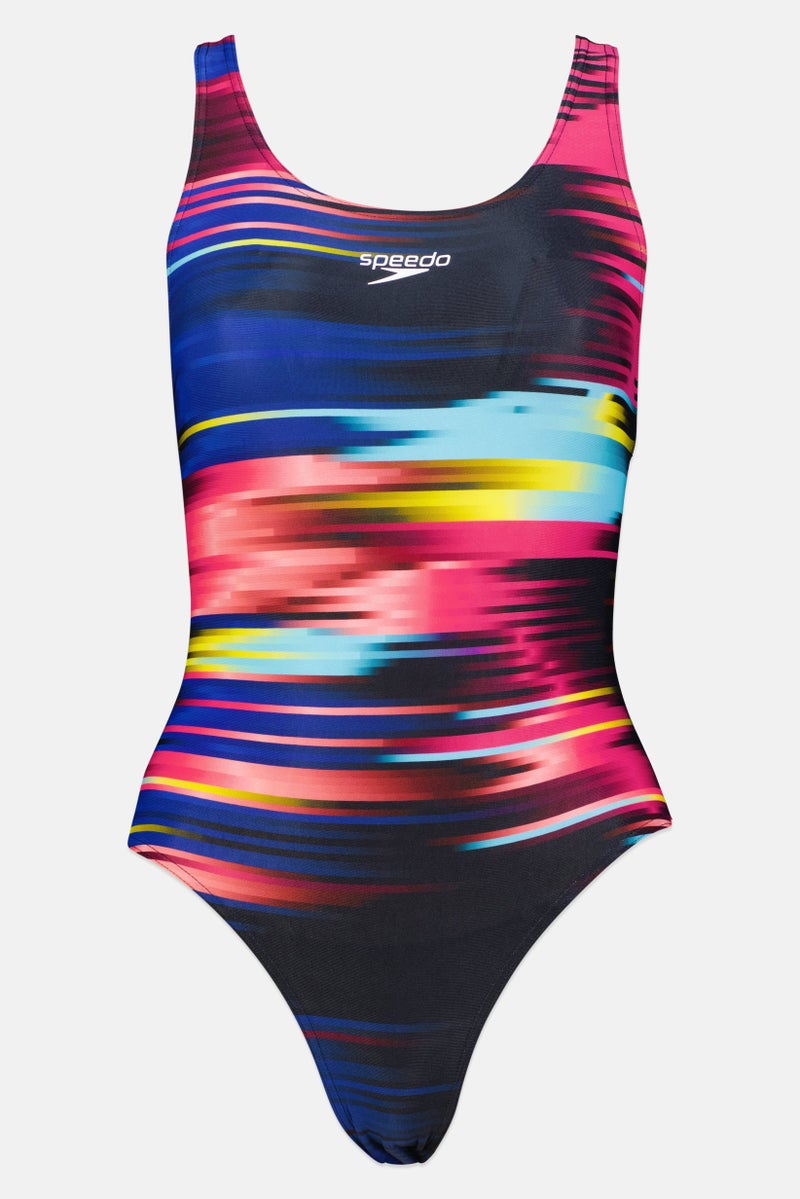 speedo Women Brand Logo One Piece Swimsuit, Multicolor - Image 2