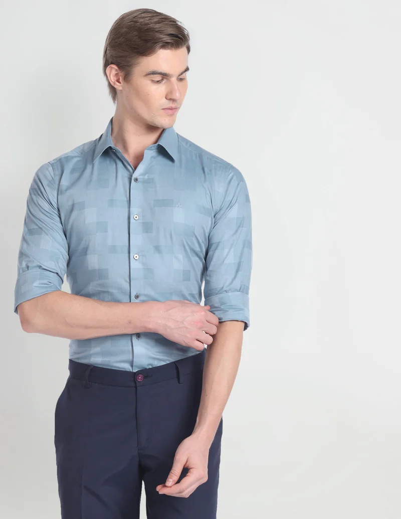 Patterned Weave Slim Fit Shirt