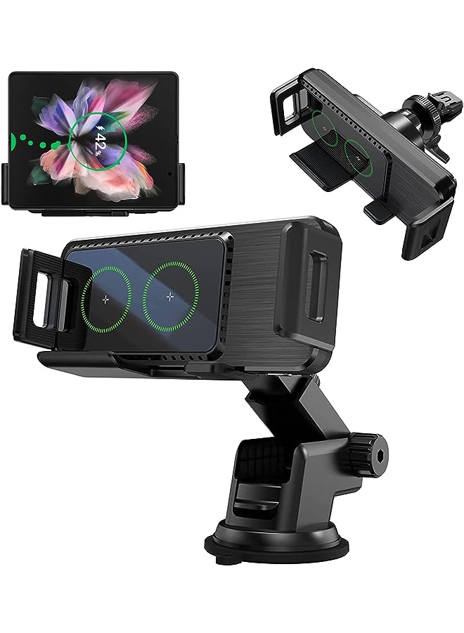 KASTWAVE Car Charger for Galaxy Z Fold 3 Car Mount, Car Phone Holder Mount Dashboard Air Vent Windshield Compatible with Samsung Galaxy Z Fold 4 Z Flip 3/S21 Ultra, for iPhone 14/13/12, Gogle Pixel 6 - Image 1