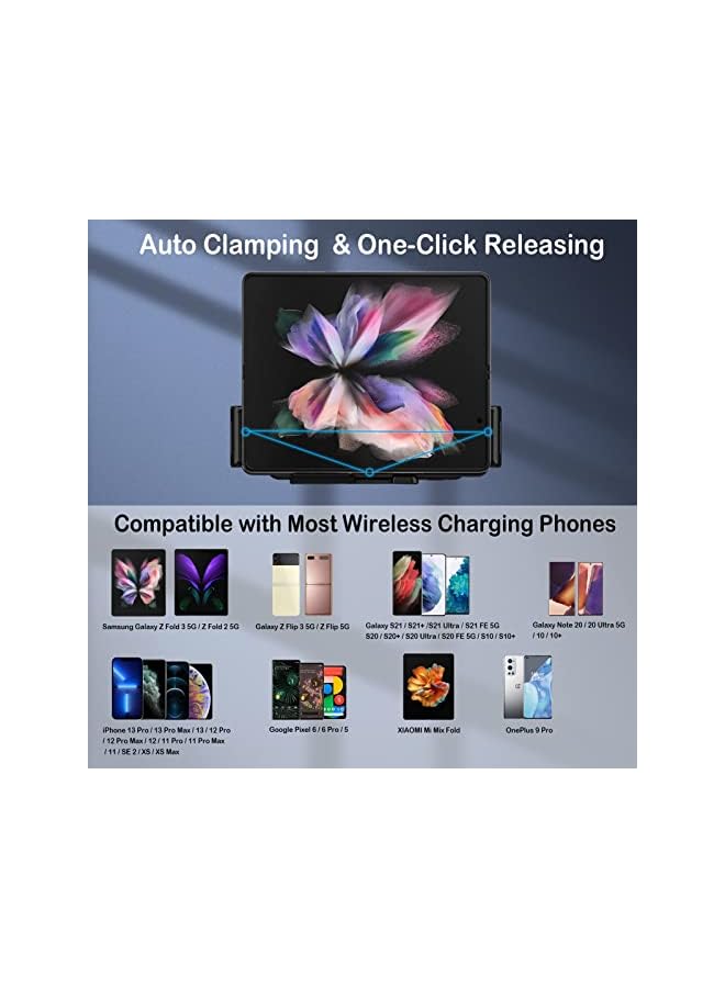 KASTWAVE Car Charger for Galaxy Z Fold 3 Car Mount, Car Phone Holder Mount Dashboard Air Vent Windshield Compatible with Samsung Galaxy Z Fold 4 Z Flip 3/S21 Ultra, for iPhone 14/13/12, Gogle Pixel 6 - Image 3