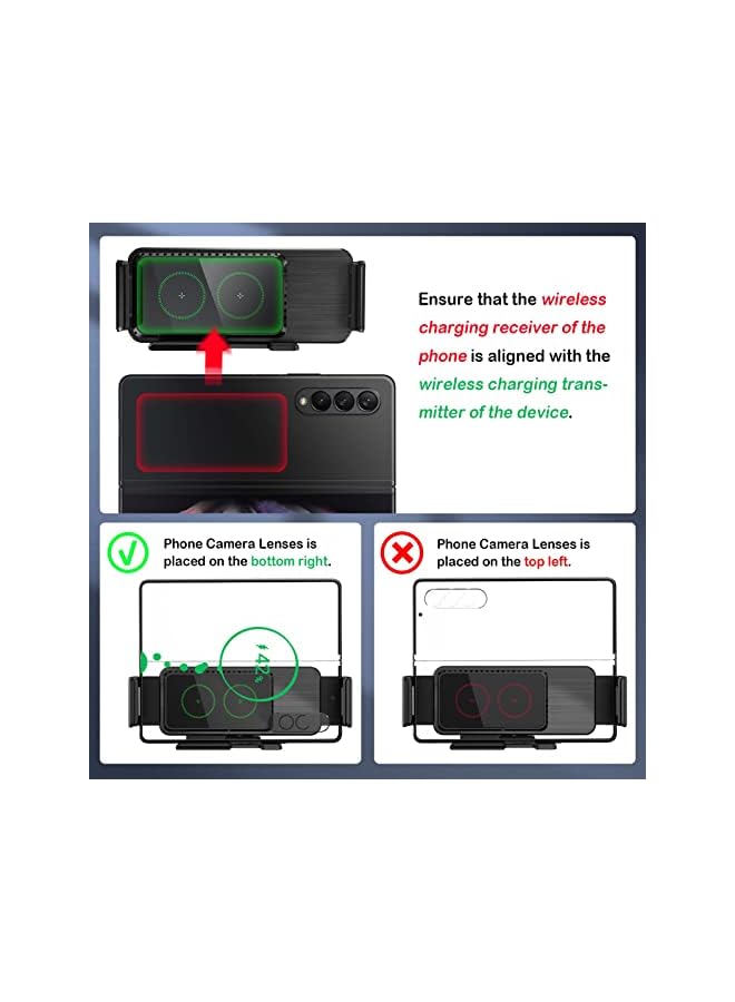 KASTWAVE Car Charger for Galaxy Z Fold 3 Car Mount, Car Phone Holder Mount Dashboard Air Vent Windshield Compatible with Samsung Galaxy Z Fold 4 Z Flip 3/S21 Ultra, for iPhone 14/13/12, Gogle Pixel 6 - Image 4