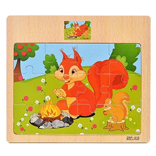 CCLIFE Wooden Jigsaw Puzzles Set for Kids 2-5 Years 12 Piece Colorful Wooden Educational Animal Puzzles (4 Puzzles) - Image 2
