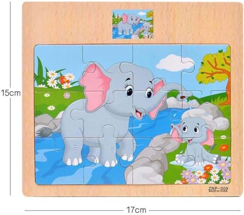 CCLIFE Wooden Jigsaw Puzzles Set for Kids 2-5 Years 12 Piece Colorful Wooden Educational Animal Puzzles (4 Puzzles) - Image 5