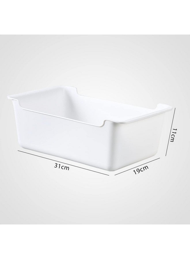 Wolpin 1Pc Plastic Storage Basket Multipurpose Kitchen & Home Organiser Box for Wardrobe, Fruits Vegetables, Toys, Stationary items (31 x 19 x 11 cm), White - Image 3
