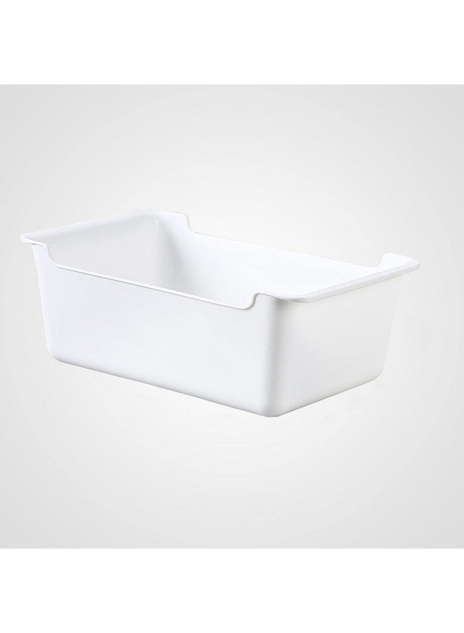 Wolpin 1Pc Plastic Storage Basket Multipurpose Kitchen & Home Organiser Box for Wardrobe, Fruits Vegetables, Toys, Stationary items (31 x 19 x 11 cm), White - Image 4