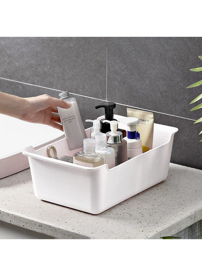 Wolpin 1Pc Plastic Storage Basket Multipurpose Kitchen & Home Organiser Box for Wardrobe, Fruits Vegetables, Toys, Stationary items (31 x 19 x 11 cm), White - Image 1