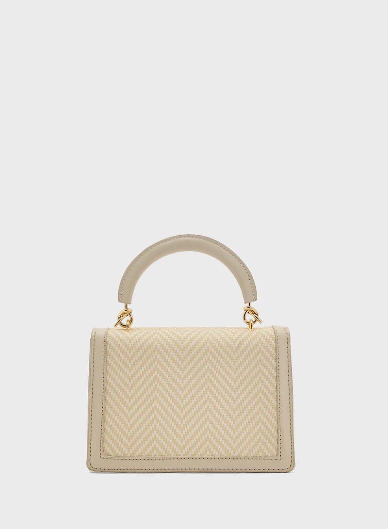 ايلا Clear Satchel With Tweed Flap