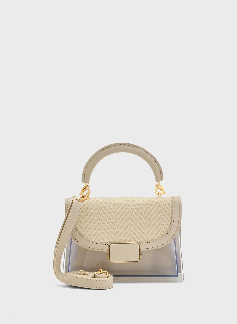 ايلا Clear Satchel With Tweed Flap