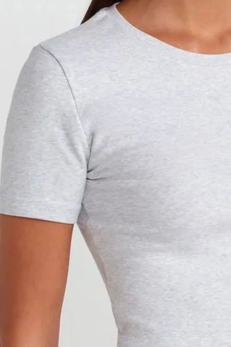 Dilvin Light Grey DILVIN Women's Slim Fit Crop T-Shirt for Women | Best Price UAE