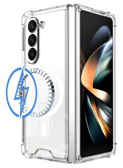 Case for Samsung Galaxy Z fold 6 Clear Magnetic Cover Mag Safe Compatible Clear Hard Back Case Shockproof Silicone Frame Edge Bumper Slim Transparent Case for Galaxy Z fold 6