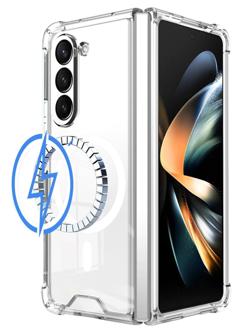 Generic - Case for Samsung Galaxy Z fold 6 Clear Magnetic Cover Mag Safe Compatible Clear Hard Back Case Shockproof Silicone Frame Edge Bumper Slim Transparent Case for Galaxy Z fold 6 - Image 1