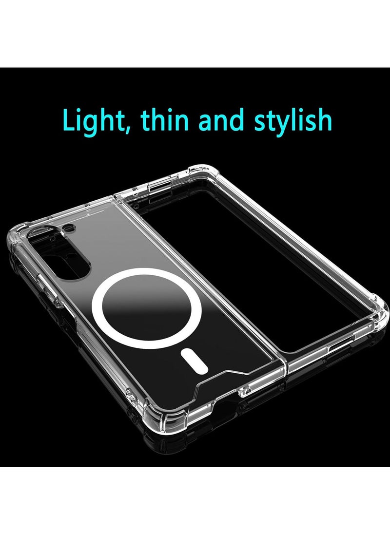 Generic - Case for Samsung Galaxy Z fold 6 Clear Magnetic Cover Mag Safe Compatible Clear Hard Back Case Shockproof Silicone Frame Edge Bumper Slim Transparent Case for Galaxy Z fold 6 - Image 1