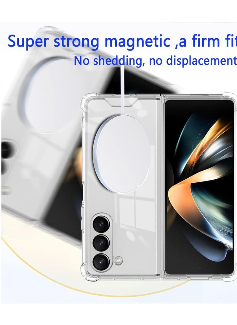 Generic - Case for Samsung Galaxy Z fold 6 Clear Magnetic Cover Mag Safe Compatible Clear Hard Back Case Shockproof Silicone Frame Edge Bumper Slim Transparent Case for Galaxy Z fold 6 - Image 1