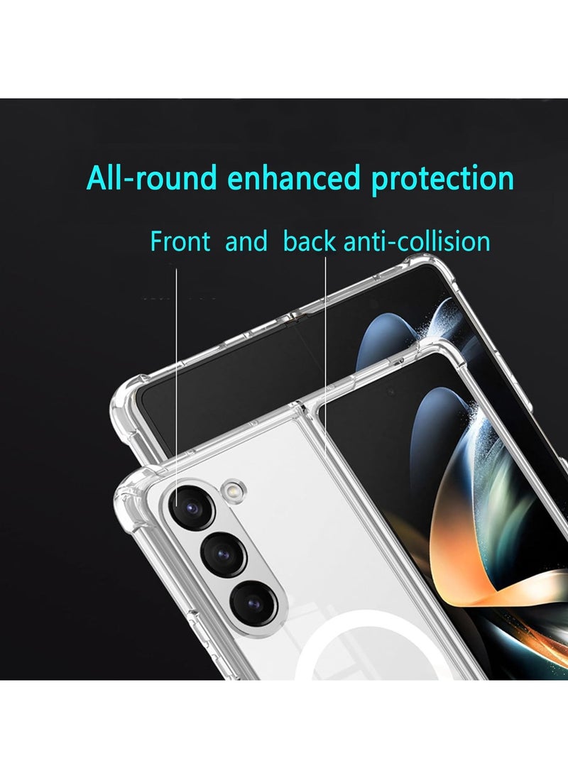 Generic - Case for Samsung Galaxy Z fold 6 Clear Magnetic Cover Mag Safe Compatible Clear Hard Back Case Shockproof Silicone Frame Edge Bumper Slim Transparent Case for Galaxy Z fold 6 - Image 1