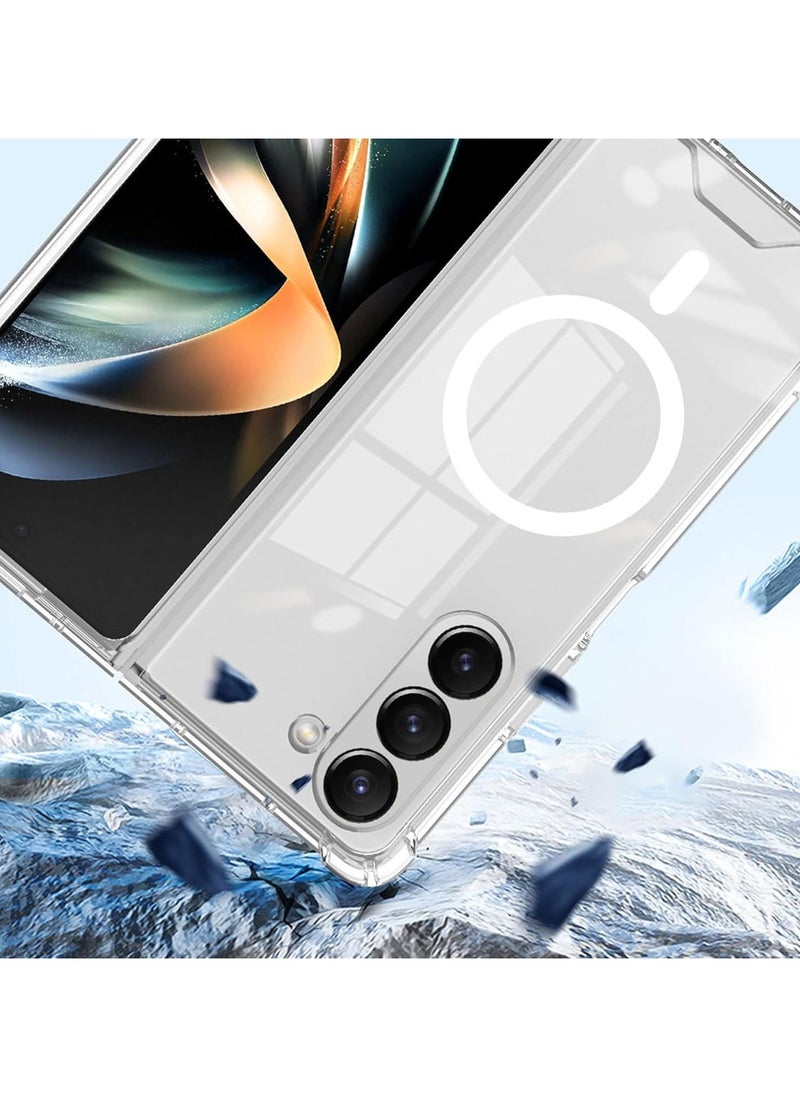 Generic - Case for Samsung Galaxy Z fold 6 Clear Magnetic Cover Mag Safe Compatible Clear Hard Back Case Shockproof Silicone Frame Edge Bumper Slim Transparent Case for Galaxy Z fold 6 - Image 1